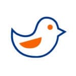 A blue bird with orange wings representing our tips and tweets.