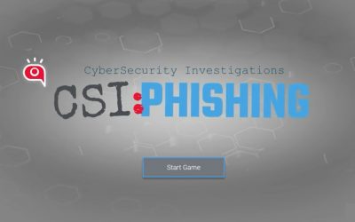 CSI phishing awareness training game screen grab of opening screen